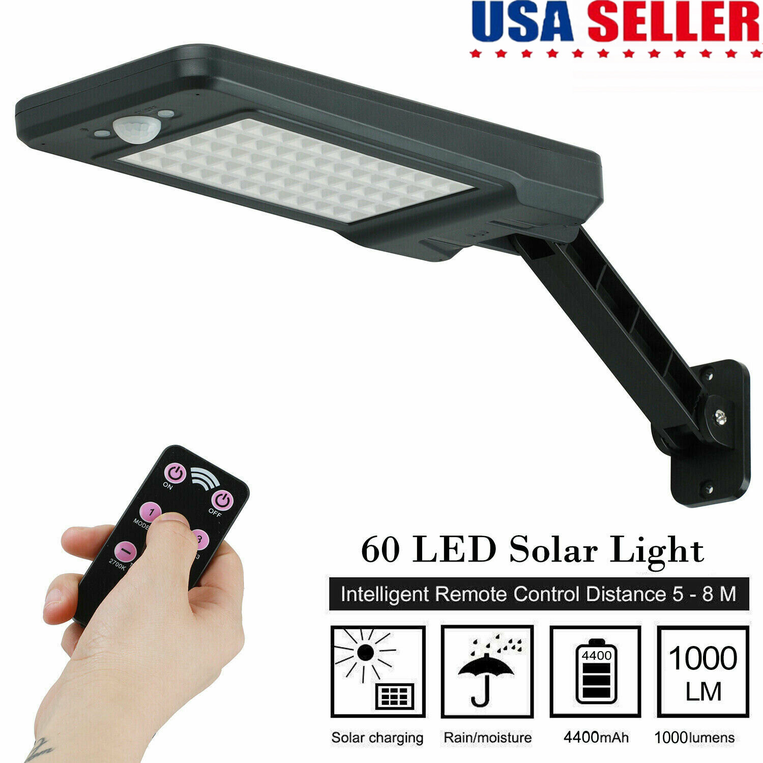 Pool Light Solar Rechargeable - Lampe murale solaire 60 lumens, extérieure,
