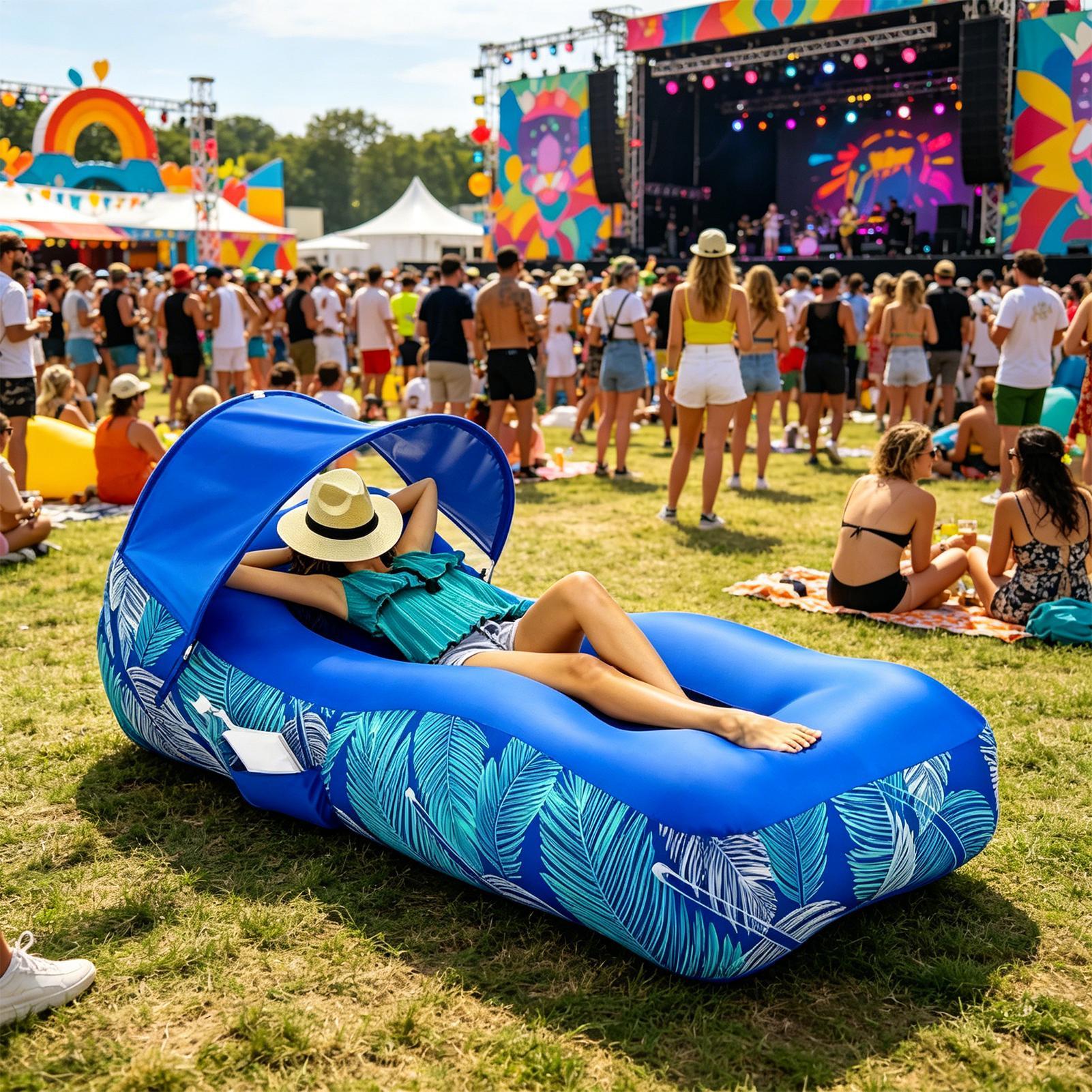 Pool Lounger Inflatable - Chaise longue gonflable avec parasol, canapé
