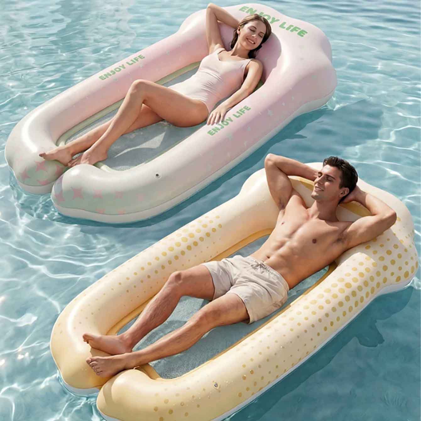 Pool Lounger Inflatable - Hamac flottant gonflable pour piscine, transat