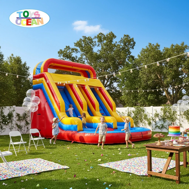 Water Slide Inflatable - Toboggan aquatique gonflable à trois voies