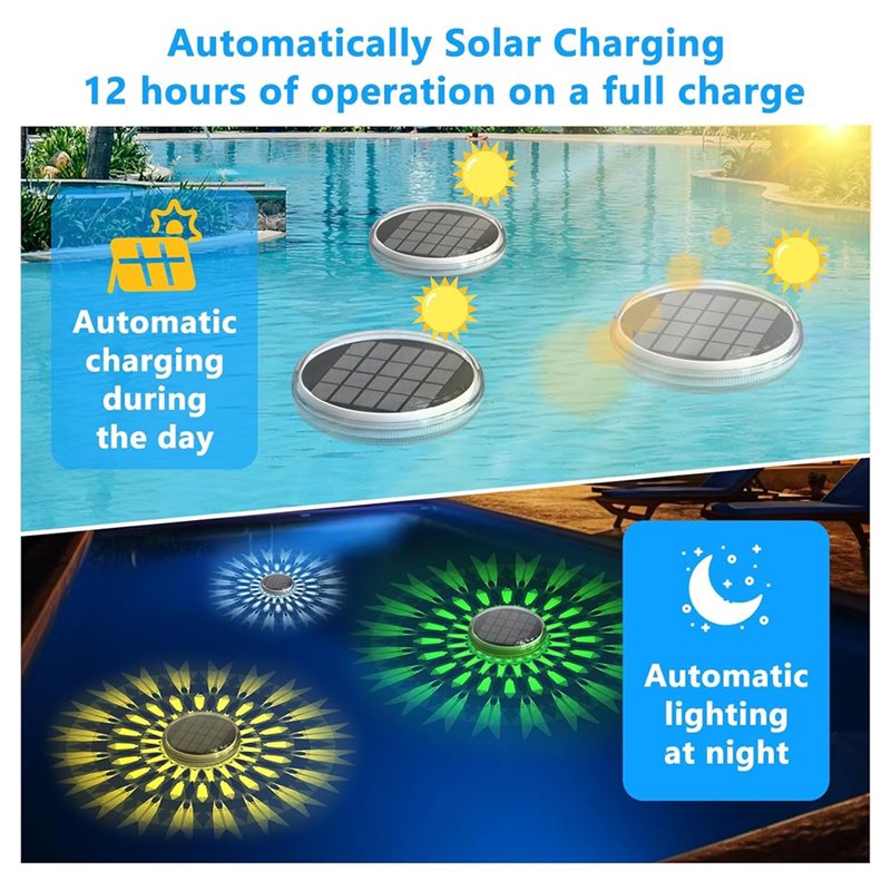 Pool Light Solar Rechargeable - ABJI – Ensemble de 4 lampes