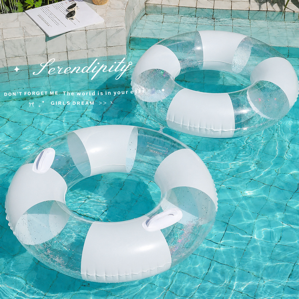 Pool Float Ring Inflatable - Bouée de natation transparente pour adultes,