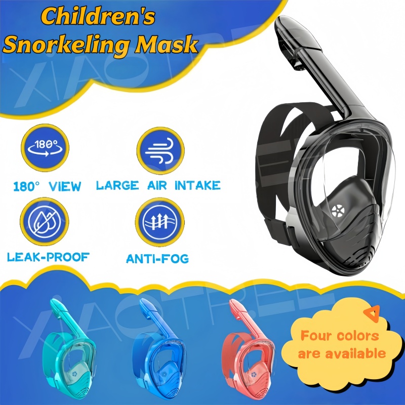 Snorkel Mask Full Face - Masque de plongée intégral pour enfants,